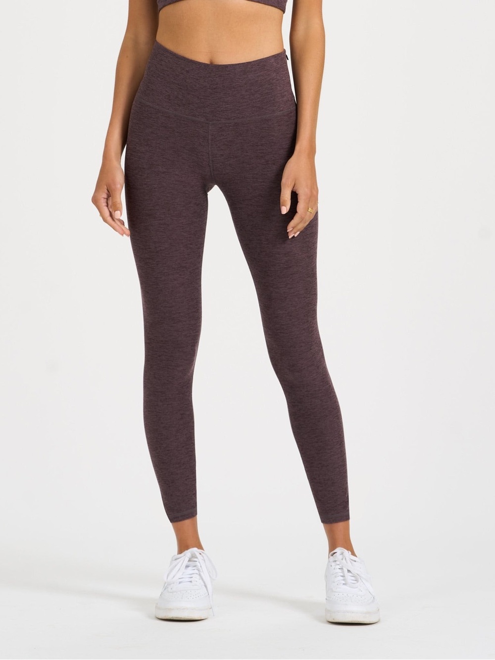 Vuori High-Rise Leggings in Dark Plum Heather